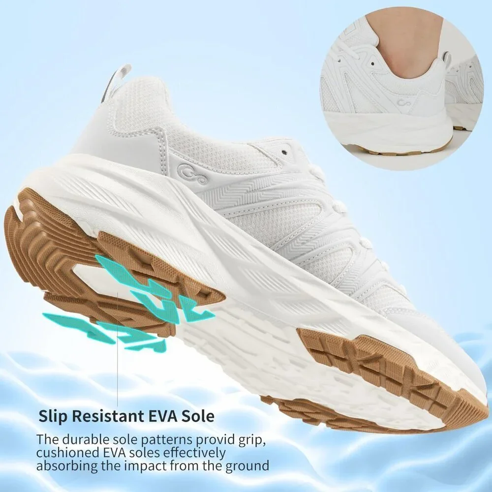 Women's Sneakers Walking Shoes Slip on Cushion Tennis Shoe Workout Gym White